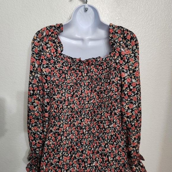 PRETTYGARDEN Long Puff Sleeve Floral Midi Bodycon Dress Size Large - Picture 4 of 11
